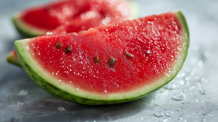 Fresh watermelon slices on a light background