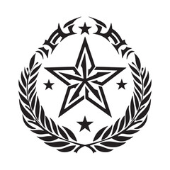 Detailed Veteran's Badge Vector with Tribal Tattoo Elements for