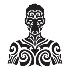Mystical Tribal Man Tattoo Vector Illustration for Merchandise D