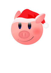 ilustracja przedstawiająca uśmiechniętą świnię w czapce Świętego Mikołaja © Nina