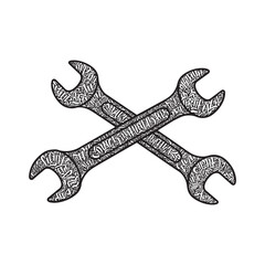 Unique Black and White Wrench Set with Graffiti Style for Mercha