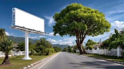 Empty billboard on roadway