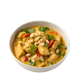 Peanut chicken coconut curry isolated on transparent background