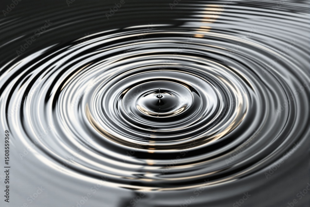 Poster abstract ripples on liquid surface with reflective light.