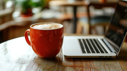 A business owner reviewing their business strategy document, with a laptop and coffee mug in front of them, preparing for the next phase