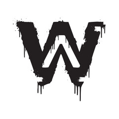 Bold stencil art of letter W with dripping paint for modern desi