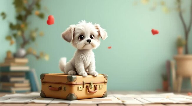 Adorable puppy ready for travel adventure