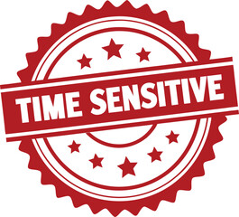 Time Sensitive Red Stamp with Stars: Urgency, Deadline, Important, and Fast Delivery.