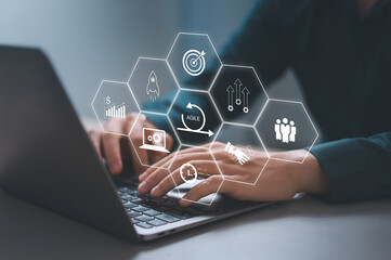 Agile software development or project management using kanban or scrum method boards, processes, workflows, visual organizers and framework technologies.