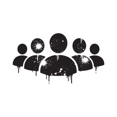 Dripping Paint Stencil of a Group of People Icon Vector Illustra