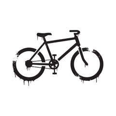 Monochrome Bicycle Icon with Paint Drip Effect for Merchandise a