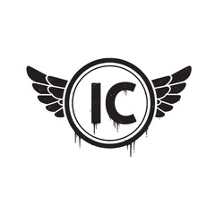 Imum Coeli IC Icon with Stencil Dripping Paint Black and White V