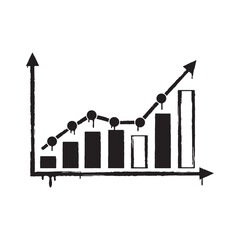 Grungy Stock Market Chart Icon with Paint Drips for Merchandise