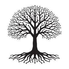 Cyberpunk Yggdrasil Tree Icon Vector Illustration for Merchandis