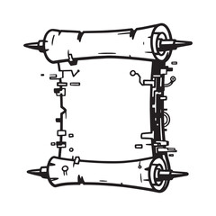 Cyberpunk Inspired Medieval Scroll Vector Icon for Merchandise a
