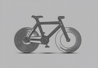 Minimalist Gray Bicycle Illustration Transportation, Cycling, Bike Design, Artistic Rendering.
