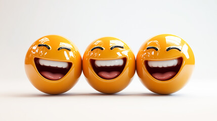 Obraz premium Laughing crying or face with tears of joy three dimensional emoji. Laughing out loud emoticon isolated on white background
