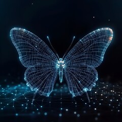 A digital butterfly taking flight as a symbol of transformation through tech.

