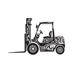 Naklejka premium Forklift Truck Tribal Tattoo Style Icon for Merchandise and Appa