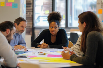 Diverse professionals engaged in a strategic planning session