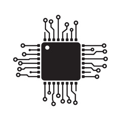 Monochrome Integrated Circuit Cyberpunk Style Vector Illustratio