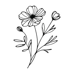 Contemporary Floral Logo – Clean Minimalist Line Flower Badge