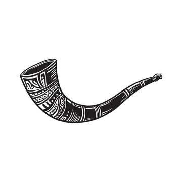 black and white shofar musical instrument clip art preview
