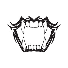 Fototapeta premium Striking Vampire Fangs Tribal Tattoo Icon for Merchandise and Ap