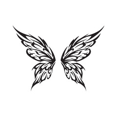 Vintage Fairy Wings Vector Art with Tribal Tattoo Style Inspirat