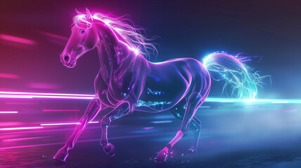 Naklejka premium This robot horse displays remarkable agility and precision while performing circus tricks.