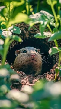 This is a close-up  of a mole rat digging through the ground in its natural habitat.