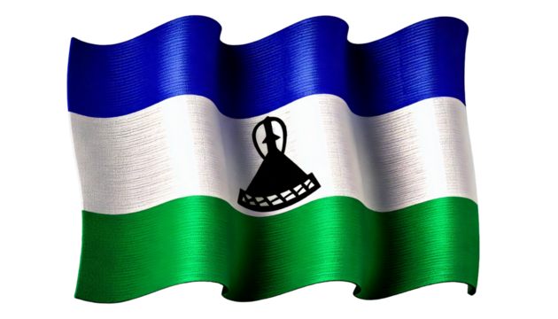 national flag of Kingdom of Lesotho in the original size,colours and withe background png