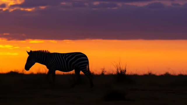 Zebra silhouette at sunrise or sunset in savannah