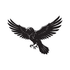 Fototapeta premium Cyberpunk Raven, Futuristic Bird Icon for Merchandise and Appare