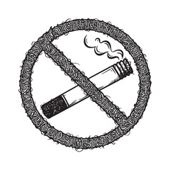 Expressive No Smoking Emblem Featuring a Stylized Cigarette and