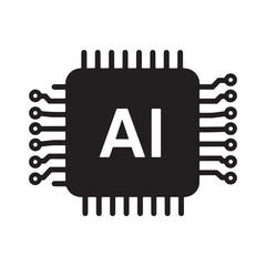 Black and white vector of artificial intelligence icon with cybe
