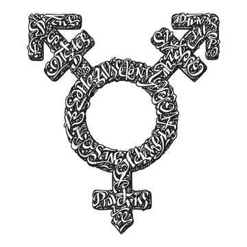 recommend clip art: Transgender Pride Symbol with Graffiti Art, Black and White Vect