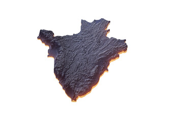 Obraz premium Illuminated Burundi Data Map Highlighting Geographical Features Neon Glow Light 3D Illustration