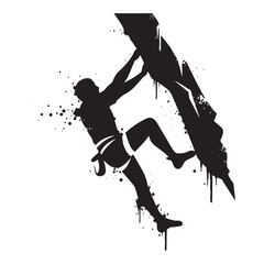 Stenciled Rock Climber with Dripping Paint Vector Art for Appare - obrazy, fototapety, plakaty
