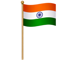  national flag of Republic of India in the original colours and on the stick png