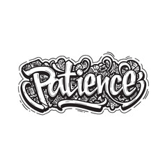 Patience Lettering Design with Abstract Fillings Vector for Merc