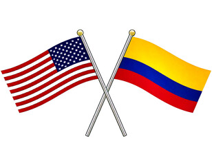 Fototapeta premium national flags of Colombia and Usa crossed on the sticks in the original colours 94092.png