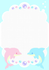  海の生き物メモイルカ（方眼紙）