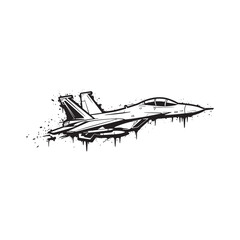 Striking Fighter Jet Vector Illustration with Dripping Paint Ste