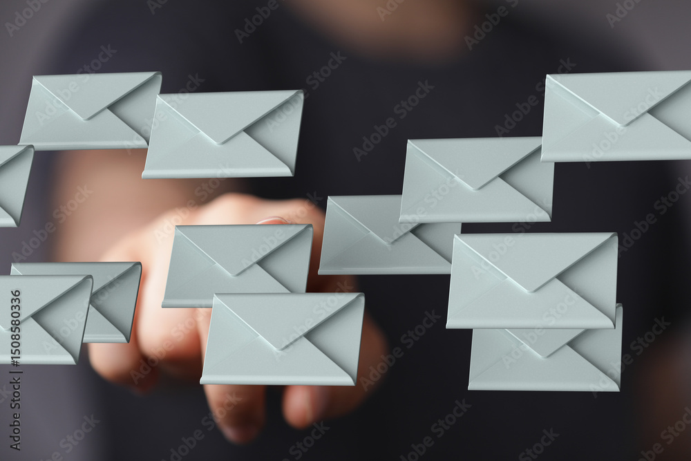 Leinwandbilder Concept image depicting email overload and digital inbox management.