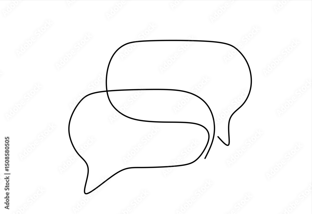 Poster speech bubble single line icon. one continuous line drawing of speech bubble. chat cloud and thought
