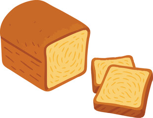 Croissant Toast Loaf – Textured Flat Illustration of Flaky Bread and Slices