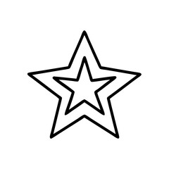 Obraz premium Five-pointed star icon in outlined black and white, holiday or celebration symbol