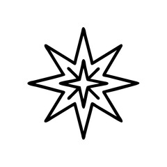 Obraz premium Star of Bethlehem icon in black and white line art, Christmas religious symbol