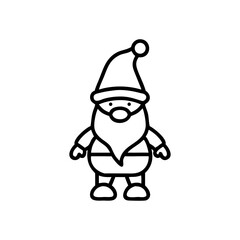 Obraz premium Christmas gnome character in black and white line art, festive folklore symbol
